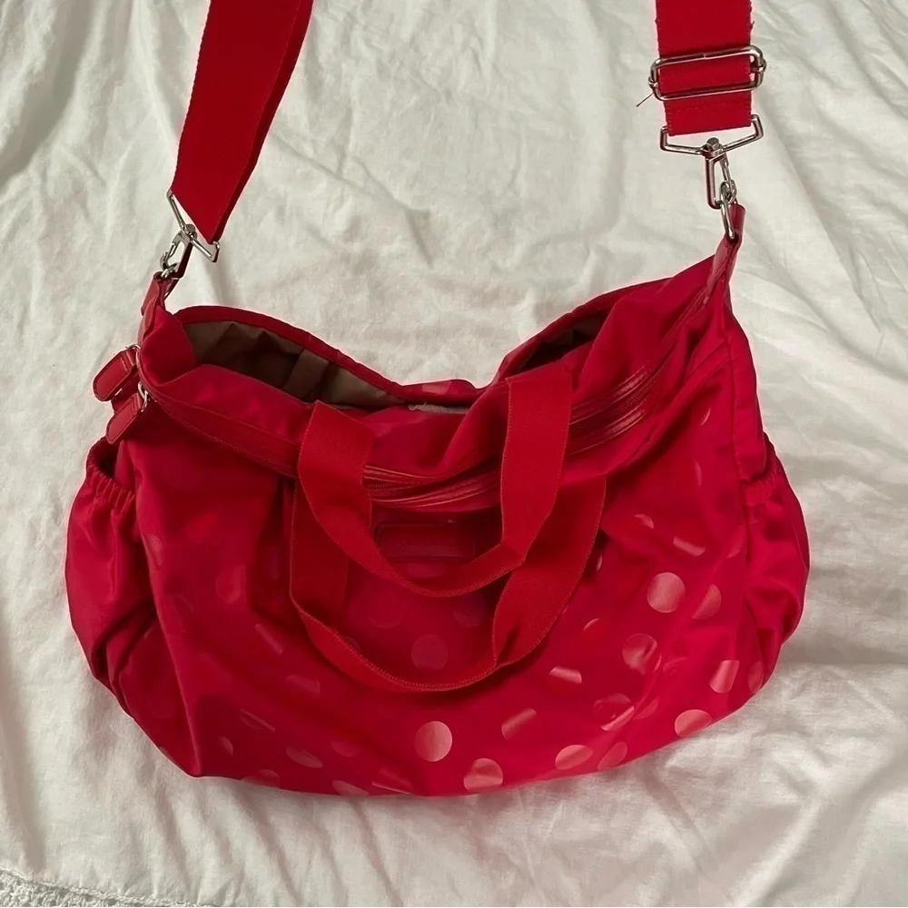 Stella Kim Olivia diaper bag red polka dot dots crossbody shoulder